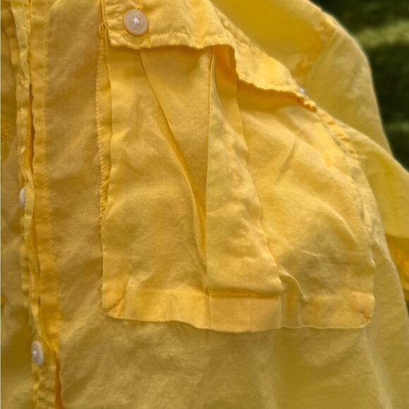 Dr. Martens Button Down Yellow Voile Sheer Shirt Women's Size Small - Picture 7 of 12